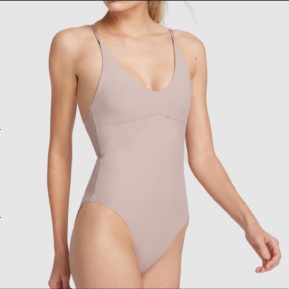G. Sport Goop Strappy Leotard Bodysuit Blush Nude